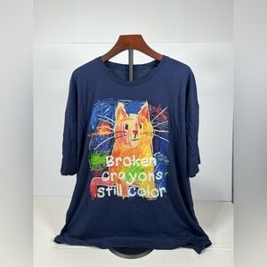 Gildan Blue Cat Cartoon T-Shirt Clothing & Accessories